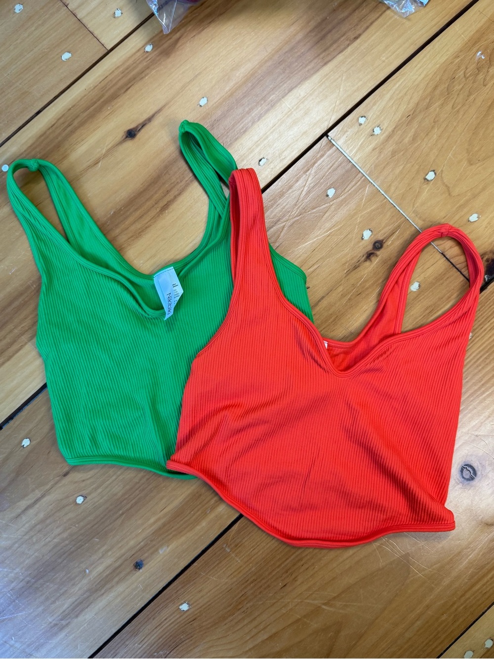 NIKIBIKI Plunge Seamless Ribbed Crop Tops (set of two)
